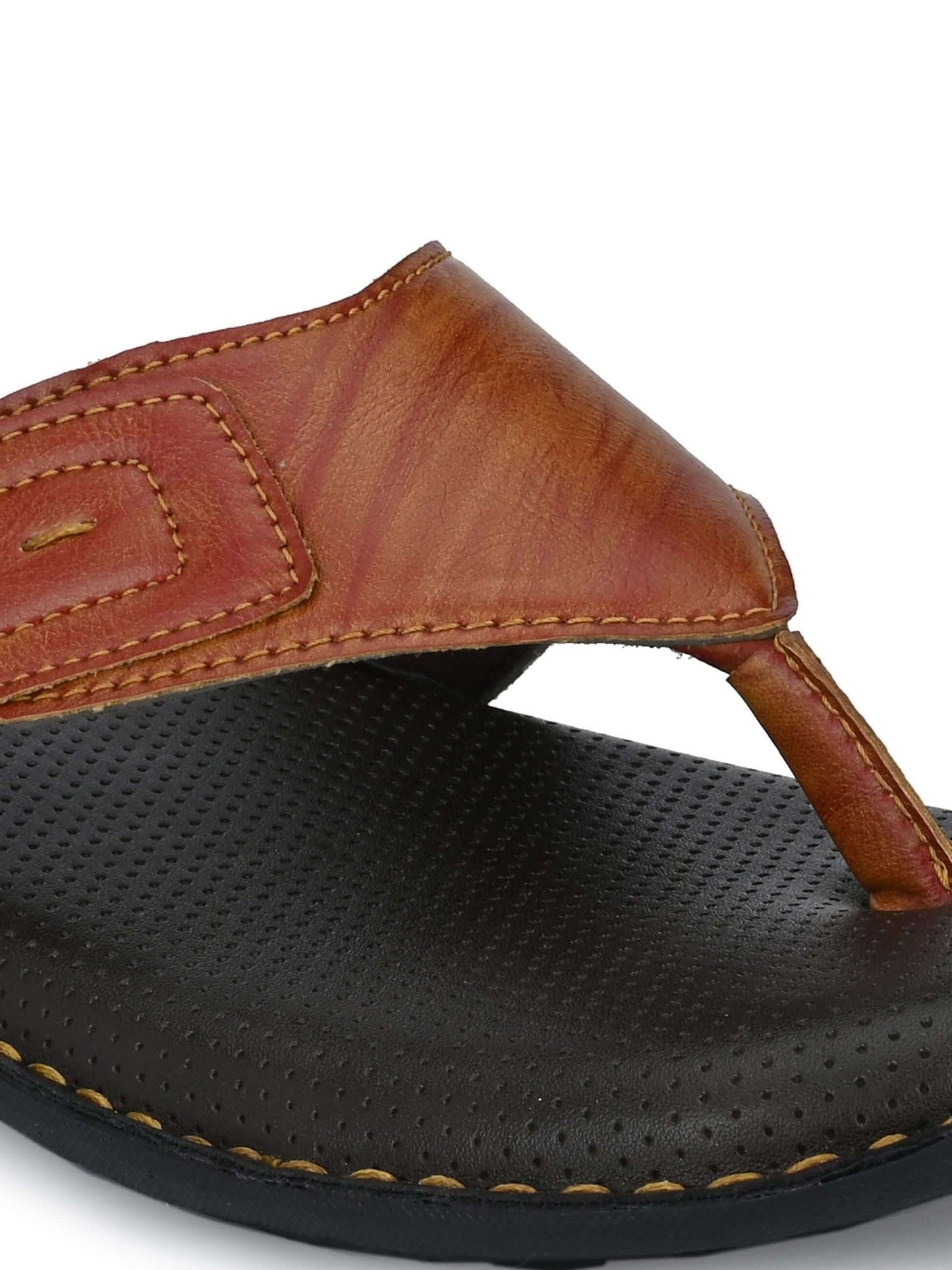 BUCIK Men's Tan Synthetic Leather Slip-On Casual Slipper/Flip Flop