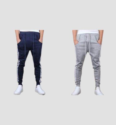 Spun blend Solid With Side Stripes Regular Fit Mens Sport Joggers Pack Of 2